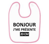 Bavoir Bébé Imprimé Bonjour 20cm Rose Rose