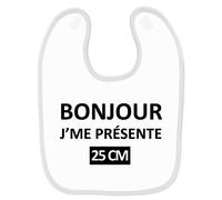 Bavoir Bébé Imprimé Bonjour 25cm Blanc Blanc