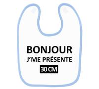 Bavoir Bébé Imprimé Bonjour 30cm Bleu Bleu