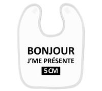 Bavoir Bébé Imprimé Bonjour 5cm Blanc Blanc