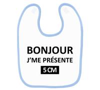 Bavoir Bébé Imprimé Bonjour 5cm Bleu Bleu
