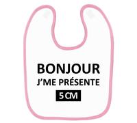 Bavoir Bébé Imprimé Bonjour 5cm Rose Rose