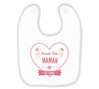 Bavoir Bébé Imprimé Bonne Fête Maman Coeur Rouge Blanc Blanc