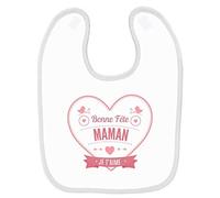 Bavoir bébé imprimé bonne fête maman cœur rouge Blanc