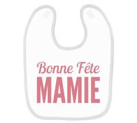 Bavoir Bébé Imprimé Bonne Fête Mamie Rouge Blanc Blanc