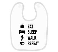 Bavoir Bébé Imprimé Eat Sleep Randonnée Blanc Blanc