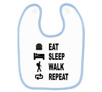 Bavoir Bébé Imprimé Eat Sleep Randonnée Bleu Bleu