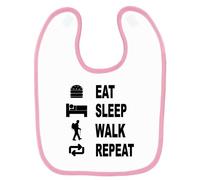 Bavoir Bébé Imprimé Eat Sleep Randonnée Rose Rose