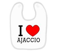 Bavoir Bébé Imprimé I Love Ajaccio Blanc Blanc