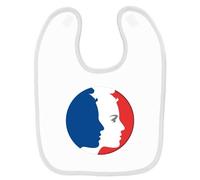 Bavoir Bébé Imprimé Marianne Drapeau Français Blanc Blanc