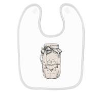 Bavoir Bébé Imprimé Pot Avec Oiseaux Blanc Blanc