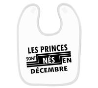 Bavoir Bébé Imprimé Princes Nés En Décembre Blanc Blanc