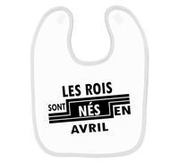 Bavoir Bébé Imprimé Roi Nés En Avril Blanc Blanc