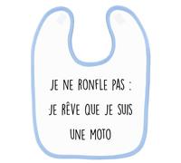 Bavoir Bébé Imprimé Ronflement Moto Bleu Bleu