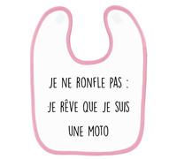 Bavoir Bébé Imprimé Ronflement Moto Rose Rose
