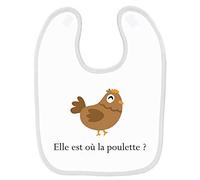 Bavoir bébé kaamelott elle est ou la poulette 2 Blanc