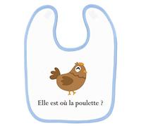 Bavoir bébé kaamelott elle est ou la poulette 2 Bleu