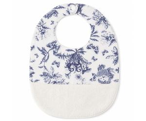 Bavoir bébé réversible imprimé Toile de Jouy T2 Bleu