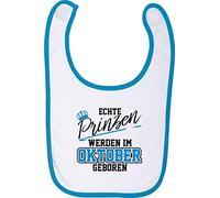 Bavoir de bébé vrai prince de octobre geboren - bleu clair, One Size
