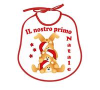 Bavoir de Noël NICOLA 24 x 24 cm avec lacets Bavoir bébé Noël Coton 100% Made in Italy BIANCO E ROSSO_TreOrsi