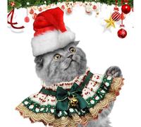 Bavoir de Noël pour animal domestique, bavoirs de Noël pour chien, bandanas de Noël doux et réglables - Accessoires réversibles pour animaux de compagnie, paire d'écharpe mignonne en dentelle