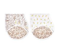 Bavoir d'épaule Aden + Anais en viscose de bambou soyeux et doux - Bavoir d'épaule multi-usages absorbant à 4 couches et bavoir à fermeture à pression pour bébé, 57,1 cm x 28 cm, lot de 2, couleur boi