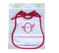 Bavoir Donald 18 x 22 cm en éponge douce jacquard 100% coton - avec lacets - avec bande d'étamine à broder - entonnoir à 1