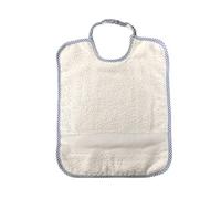 Bavoir en éponge 100 % coton pour bébé, avec fermeture à élastique ou à nouer, liseré coloré à carreaux, empiècement en toile Aïda à broder Bavaglino Piccolo Classico Azzurro
