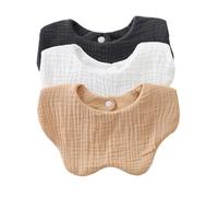 Bavoir En Mousseline De Coton Doux Et Respirant Pour Bébé Tissu Solide Rots Nouveau-nés Bave Et Dentition Foulard Doux 3 Pièces/ensemble