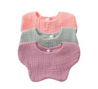 Bavoir En Mousseline De Coton Doux Et Respirant Pour Bébé Tissu Solide Rots Nouveau-nés Bave Et Dentition Foulard Doux 3 Pièces/ensemble