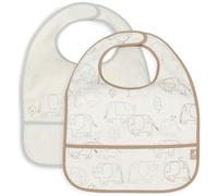 Jollein Bavoirs Imperméables - Elephant Tales - Lot de 2 - Avec Fermeture Velcro - Bavoirs Bébé - Bavoirs Anti-Bave