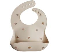 mushie Bavoir Bébé en Silicone | Bavoirs Imperméables Réglables | Bavoirs Faciles à Essuyer | 4 Tailles Réglables Avec Poches Avant Profondes | 100% Sans BPA et Phtalate | Rainbow