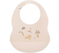 Nattou Bavoir en silicone avec bac de récupération – Imprimé arc-en-ciel, Sans BPA