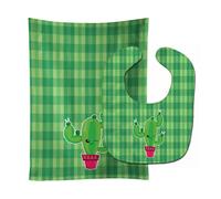 Bavoir et bavoir b b Cactus de Caroline's Treasures, motif cossais vert, grand format