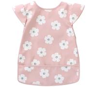 Bavoir intégral en tissu imperméable fleurs rose et blanc (6-24 mois)