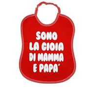 Bavoir phrases amusantes 30 x 36 cm avec élastique - couleur rouge - fabriqué en Italie MAM_PAP