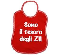 Bavoir phrases amusantes 30 x 36 cm avec élastique - couleur rouge - fabriqué en Italie ZII