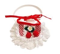 Bavoir pour chat mignon - Colliers et laisses pour chien - Accessoires de princesse - Fournitures pour chien - Rouge et blanc - Taille S (suggéré moins de 6 kg)
