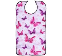 Bavoir Pratique Rose en Satin et Pu Polyester, Lavable et Réutilisable | Adulte, Imperméable, Aide au Repas, Entretien Facile, Adapté aux Convalescents Gestes Réduits