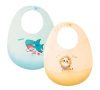 bavoir silicone bebe,bavoir elastique maternelle,Lot de 2 bavoirs étanches en silicone,Bavoir Bébé en Silicone Imperméable,Tour de cou ajustable,pour bébés et jeunes enfants,tablier bebe pour manger