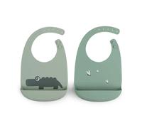 Bavoir silicone bébé Done by Deer Croco (x2) Vert TU