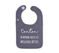 Bavoir"Tonton m'apprend les meilleures bêtises" anthracite