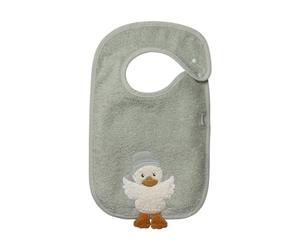 Bavoir uni en éponge avec bouton pression latéral et application canard Edda Lou pour fille et garçon