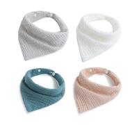 Bavoirs D'Alimentation Pour Bébé, Bavoir À Bouton-Pression, Serviette En Gaze De Coton, Doux, Triangle, Bandana, 4 Pièces, 066b
