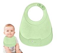 Bavoirs en silicone, bavoirs de dentition réglables pour bébés et, bavoirs d'alimentation avec grand récupérateur de nourriture, bavoirs doux pour manger, Vert, Refer to description