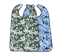 Bavoirs imperméables à double couche pour femme | Tablier réglable réutilisable et lavable pour les personnes âgées pour manger, manger, rééducation, salle à manger, A01+A02, Refer to description