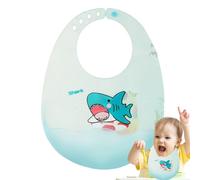 Bavoirs imperméables en silicone - Motif animal de dessin animé - Unisexe - Ajustement réglable - Imperméable - Passe au lave-vaisselle - Réutilisables - Non salissants - Avec récupérateur de