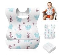 Bavoirs Jetables 30 pièces avec Poche de Recueil Réglable, Bavoirs Bébé Imperméables et Respirants pour Voyage et Extérieur, Protection Vestimentaire Ultra-Légère