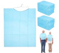 Bavoirs jetables pour adultes et enfants, 60 pièces de 17x14 pouces, bavoirs en plastique Pe imperméables avec cravate, tablier jetable pour adultes pour manger..