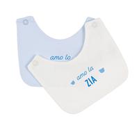 Bavoirs Nanan avec inscription bleue « J'aime tante/oncle »